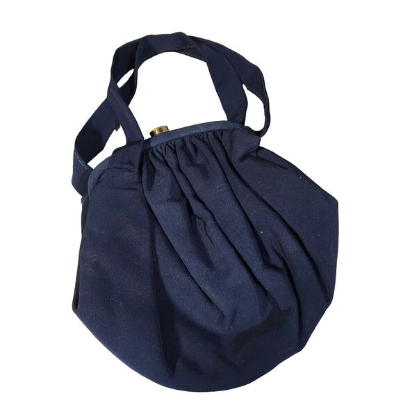 Vintage JR USA Julius Resnick Silk Blend Faille Navy Handbag Matching Coin Purse - Picture 13 of 16